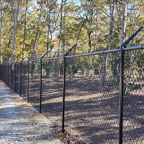 6' Tall Commercial Black Chain Link with Barbed Wire 