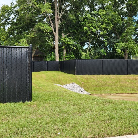 6' Tall Black Chain Link with Privacy Link 2