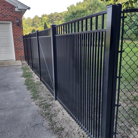 6' Tall Black Commercial Ornamental Aluminum Close Picket 1
