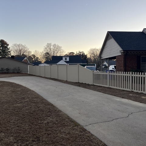 6' Tall Tan Privacy with 4' Tall Tan Picket PVC