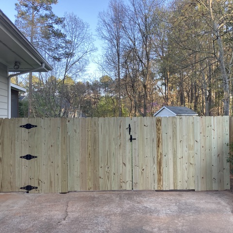 6' Tall Wood Privacy with Double Gate and Walk Gate