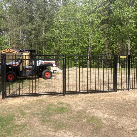 5' Tall 3 Rail Ornamental Aluminum with 12' Double Drive Gate