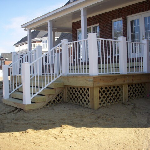 3' Tall White Alum Handrail with PVC Post Covers