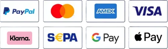 Zahlweisen korrektur.de - Paypal, Mastercard, AMEX, VISA, Klarna, SEPA; GooglePay, Apple Pay