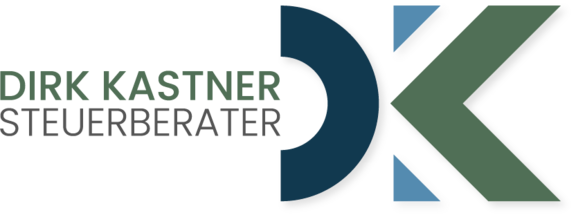 Logo mit 'DK' in Blau- und Grüntönen neben 'DIRK KASTNER STEUERBERATER' in Großbuchstaben.