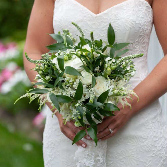 bouquet blossoms meredith dress green Wedding Gallery