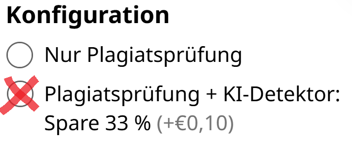 Konfiguration Bestellung