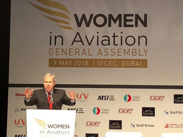 Speaking at the Women in Aviation conference in Dubai in 2018