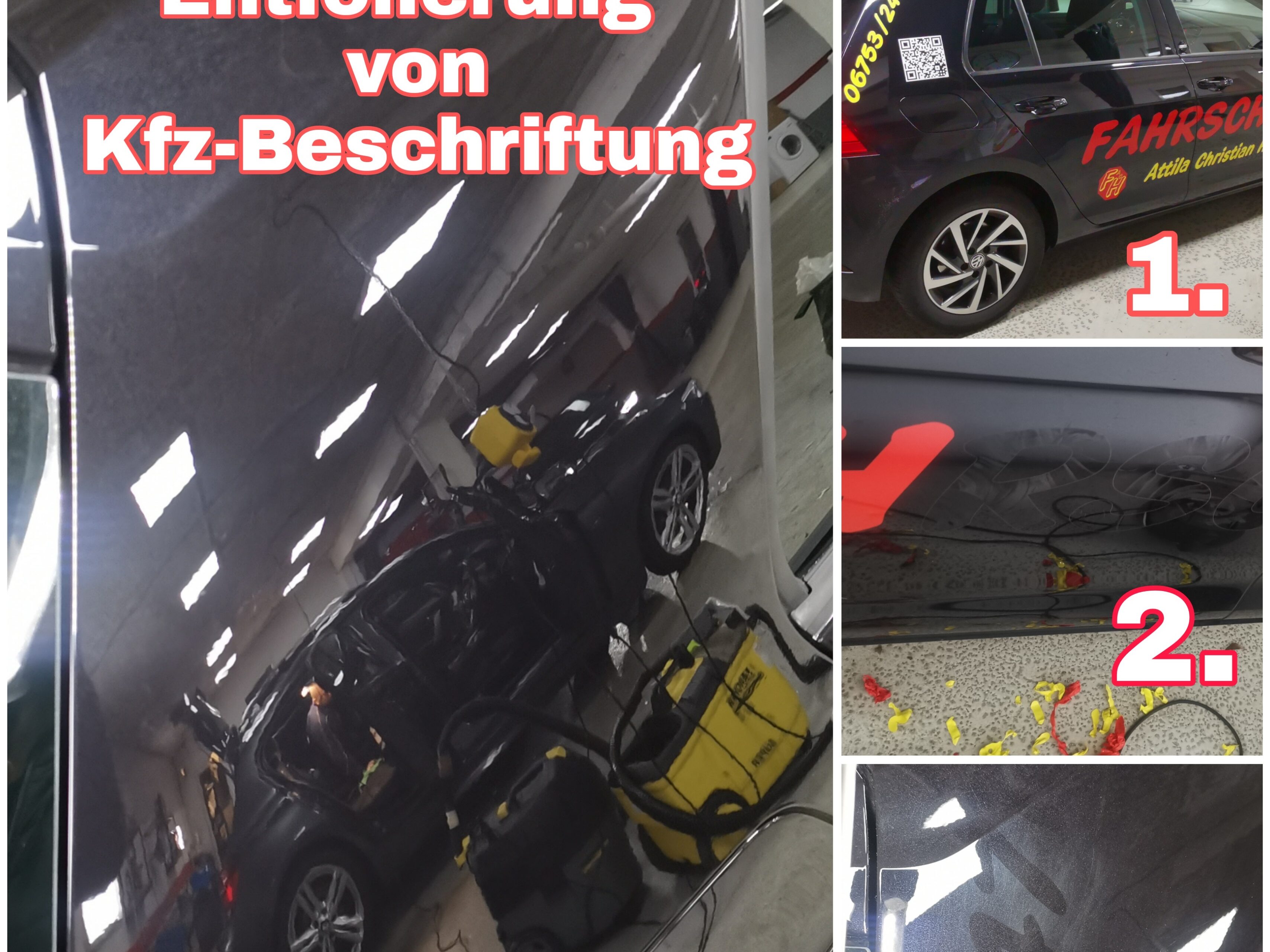 Entfernung Beschriftungen,
Entfernung Folie,
Defolieren, Entkleben