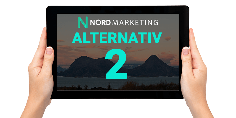 bilde av to hender som holder et nettbrett med teksten Alternativ 2