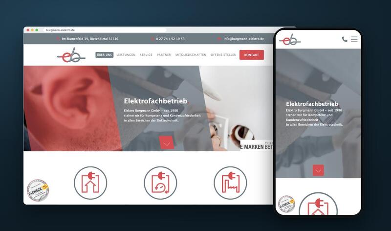 Website Elektro Burgmann auf Rechner und Handy