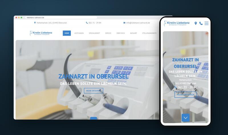 Website Zahnarztpraxis Kirstin Liebetanz auf Rechner und Handy