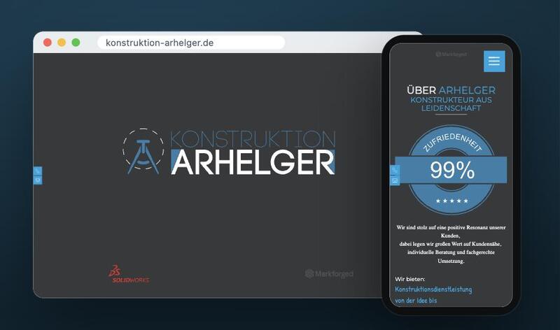 Website Konstruktionsbüro Arhelger auf Rechner und Handy