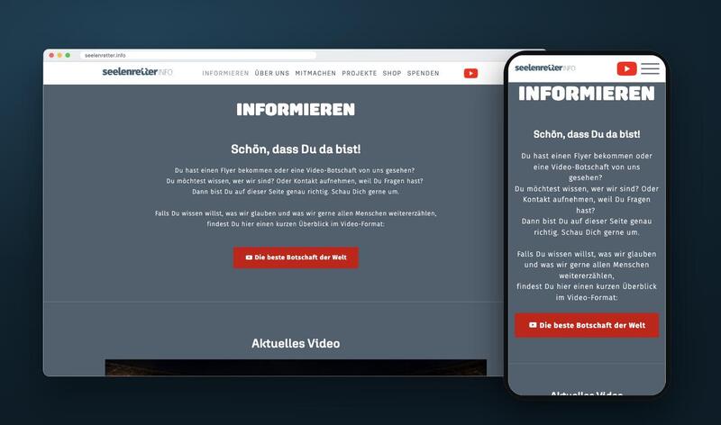 Website Seelenretter e. V. auf Rechner und Handy