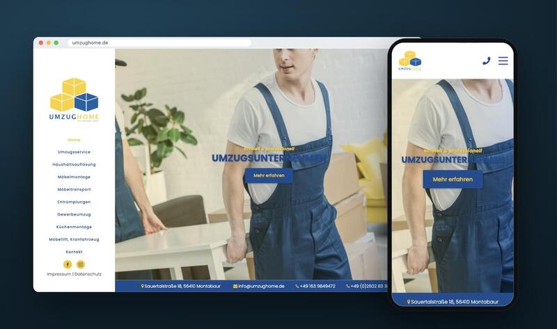 Website Umzughome auf Rechner und Handy