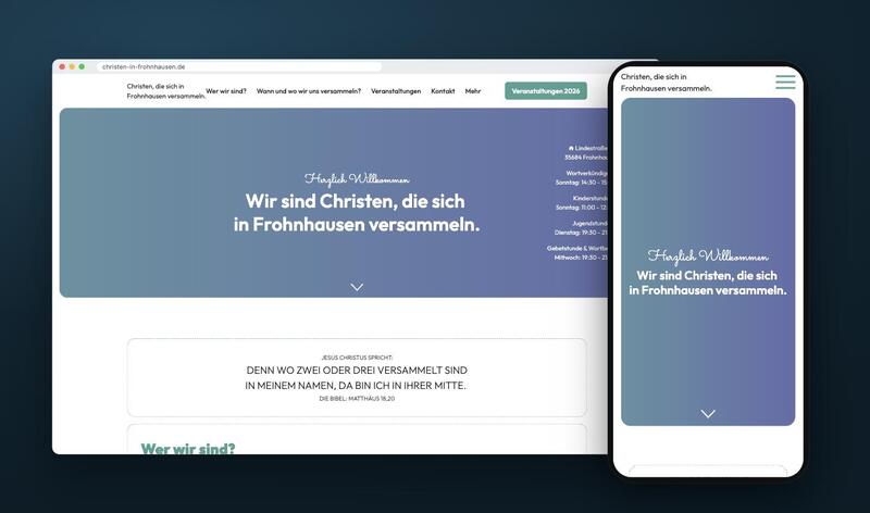 Website Christen in Frohnhausen auf Rechner und Handy