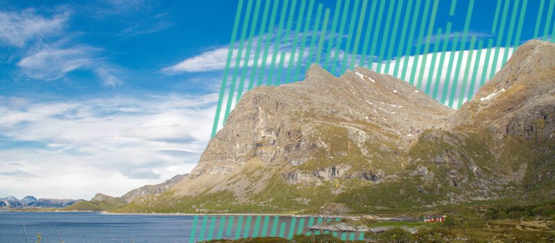 bilde av fjellet dønnamannen med noen grønne illustrative linjer foran og bak fjellet