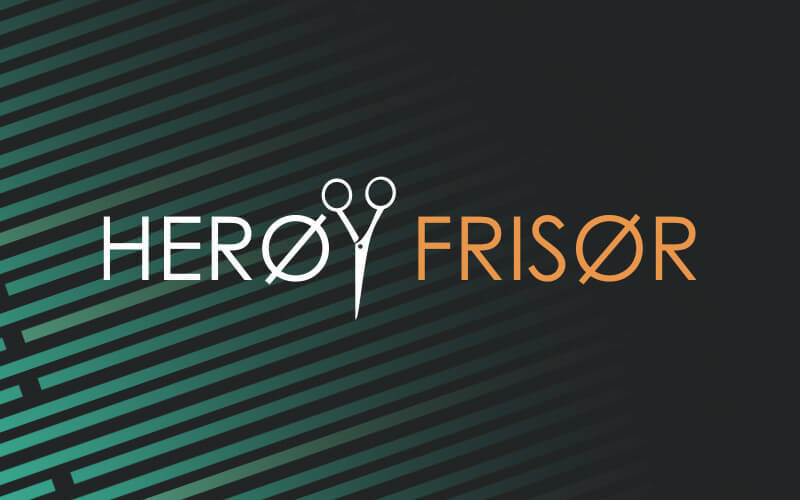 Herøy Frisør logo over en butikkdør