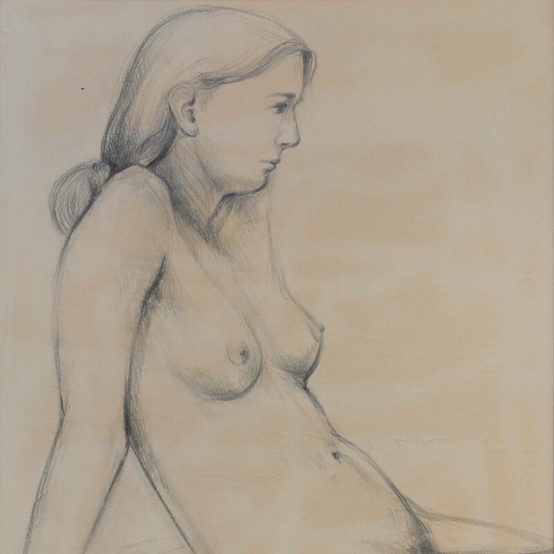 nu assis 1997, 70 x 45 cm, crayon graphite sur papier