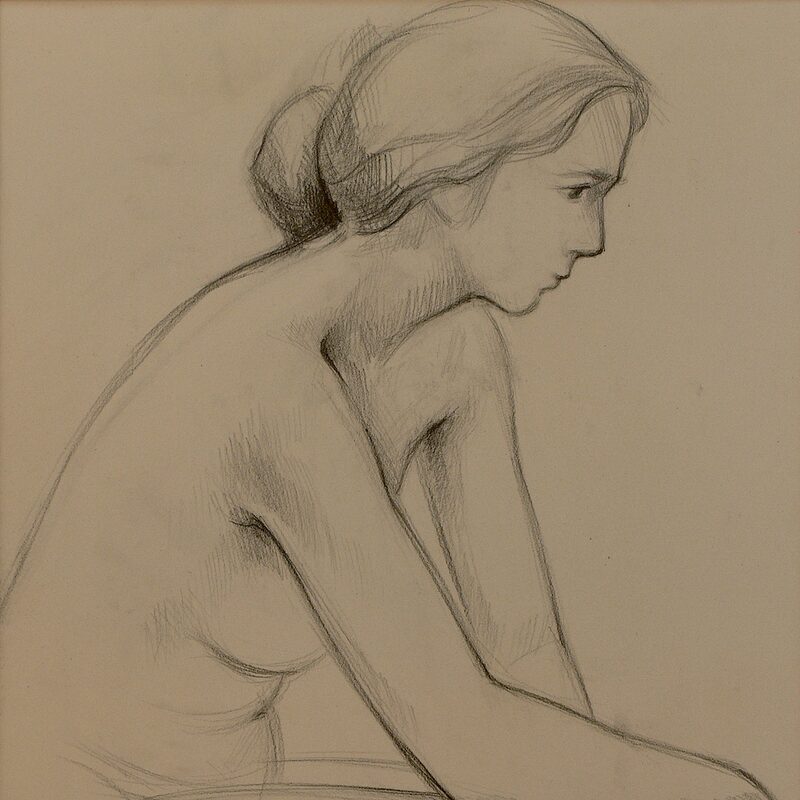 nu assis 1997, 72 x 50,5 cm, crayon graphite sur papier