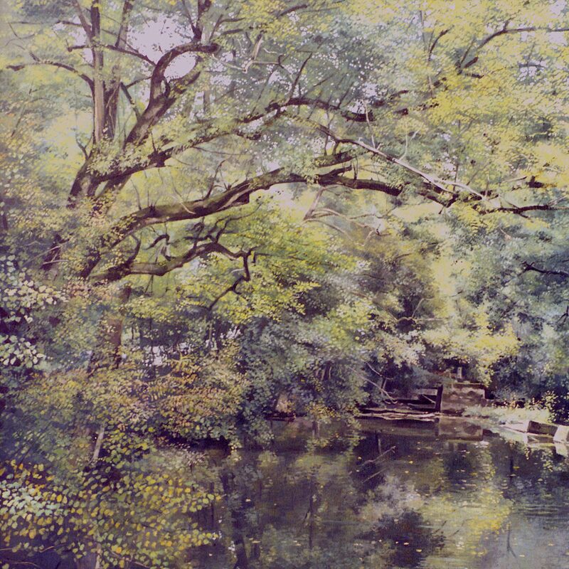 flusslandschaft syr bei manternach - kanton grevenmacher 2003, 90 x 80 cm, öl auf leinwand