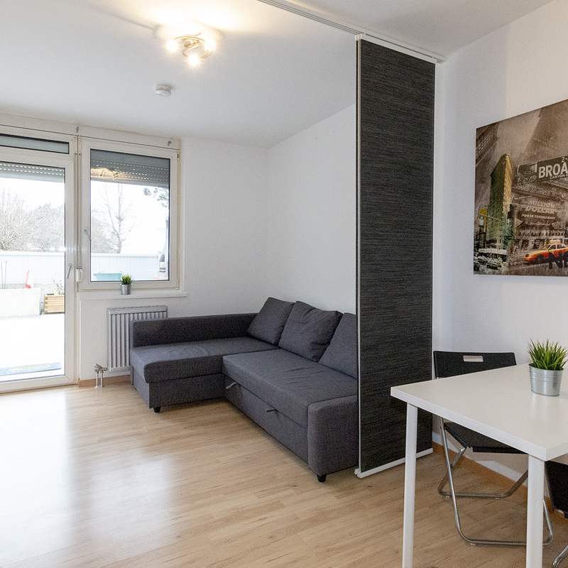 Wohn- oder Schlafzimmer mit Ausgang auf die Terrase