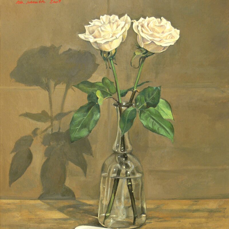 nature morte avec roses 2009, 59 x 44 cm, huile sur toile