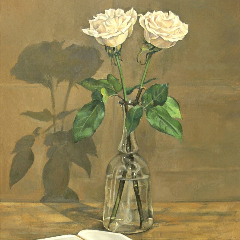 stilleben mit weissen rosen 2009, 59 x 44 cm, öl auf leinwand
