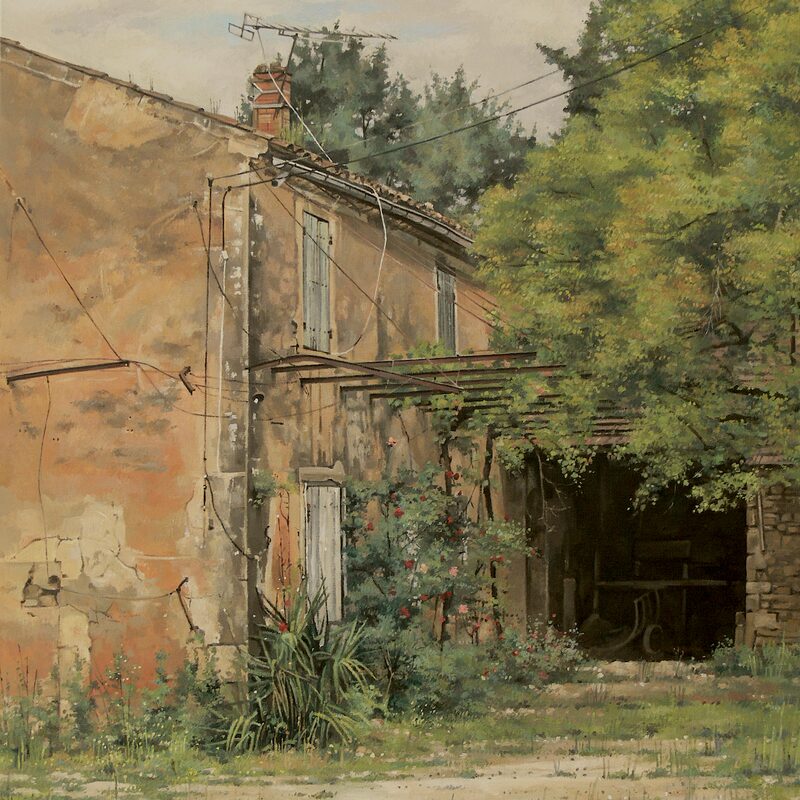 haus bei cavaillon - vaucluse 2019, 75 x 60 cm, öl auf leinwand