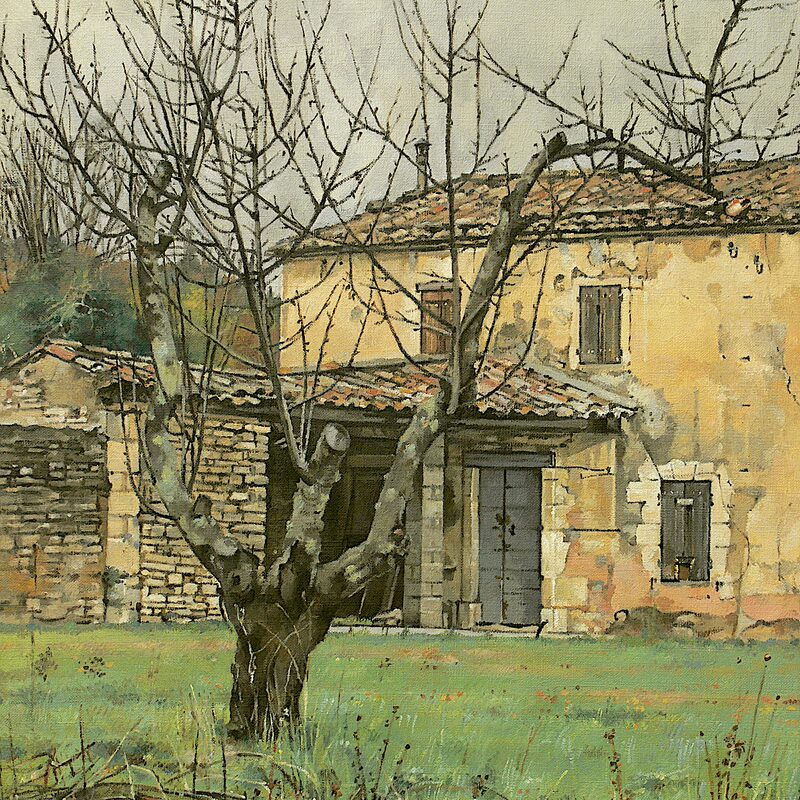 haus bei gordes - vaucluse 2019, 55 x 44 cm, öl auf leinwand