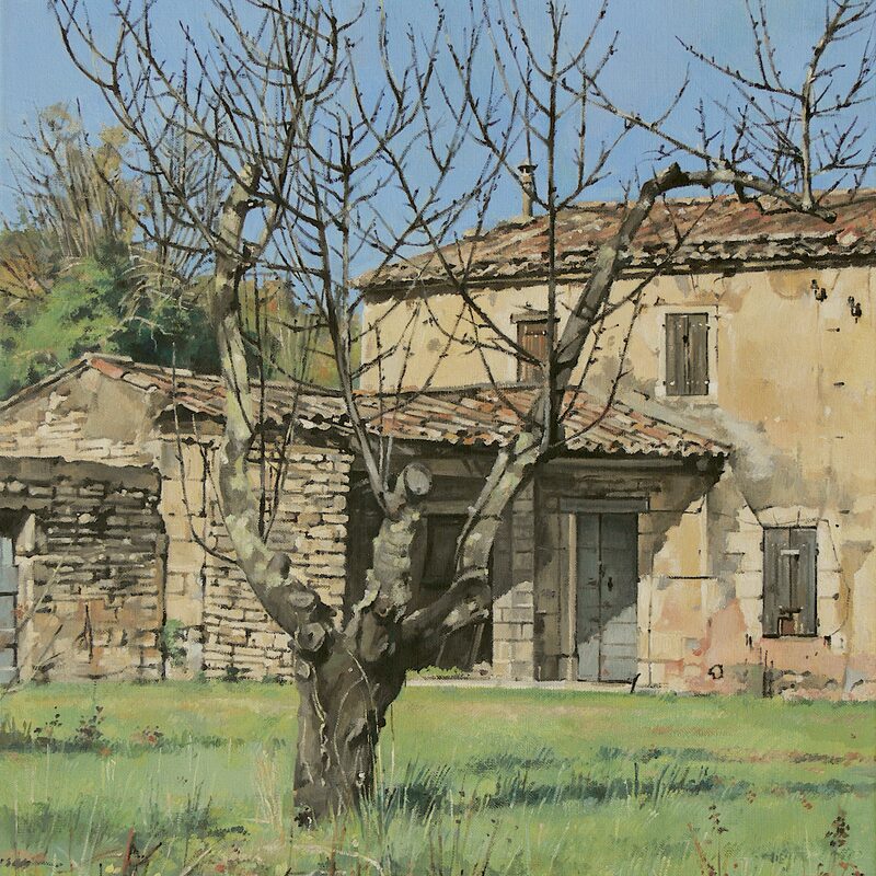 haus bei gordes - vaucluse 2019, 55 x 44 cm, öl auf leinwand