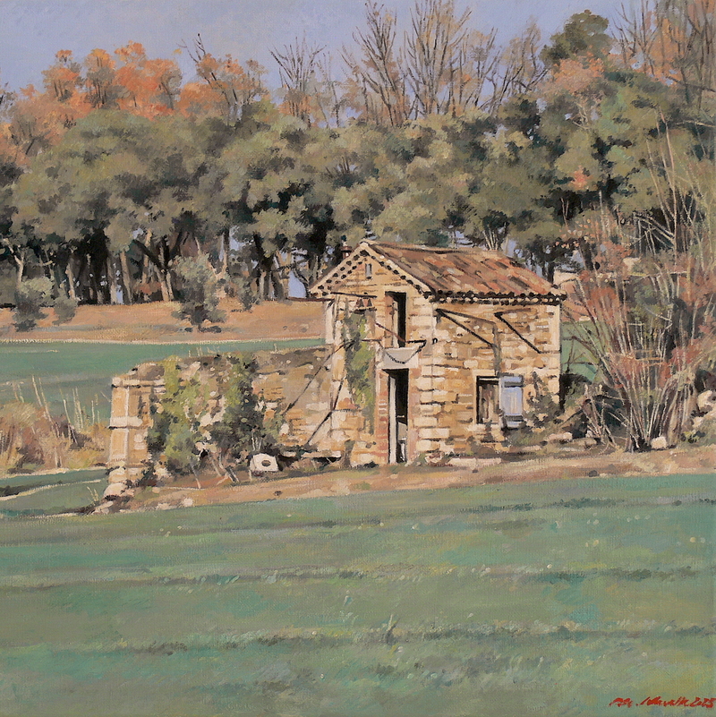 cabanon près de grillon - vaucluse 2025, 36 x 44 cm, huile sur toile
