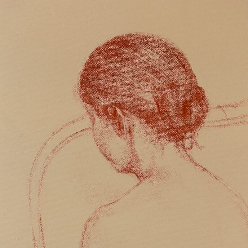 nu lisant 2005, 45,5 x 36,5 cm, sanguine sur papier