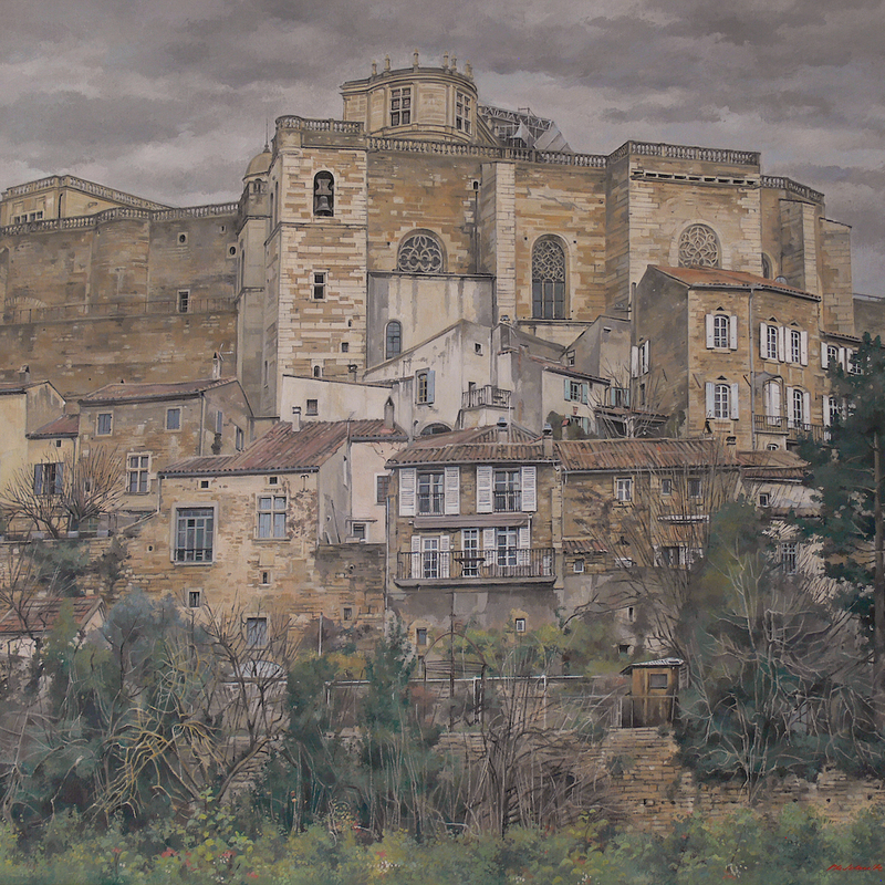 grignan - auvergne-rhône-alpes 2024, 80 x 95 cm, huile sur toile
