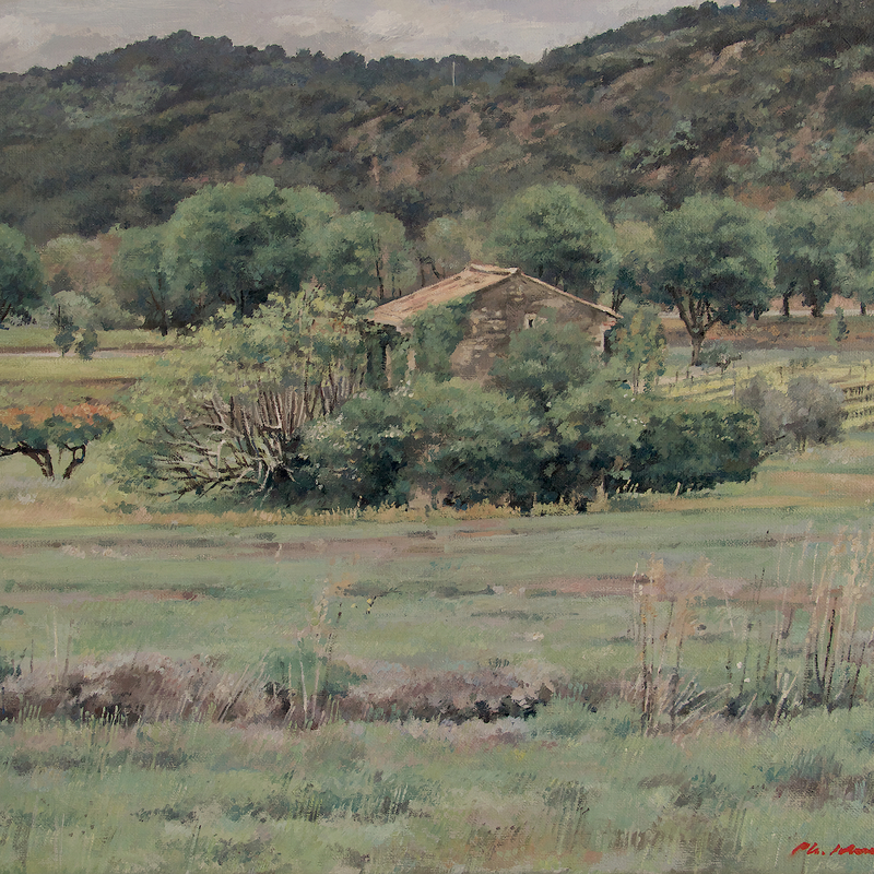 cabanon près de venterol - auvergne-rhône-alpes 2025, 36 x 44 cm, huile sur toile