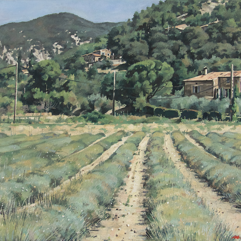 paysage près de venterol - auvergne-rhône-alpes 2025, 36 x 44 cm, huile sur toile