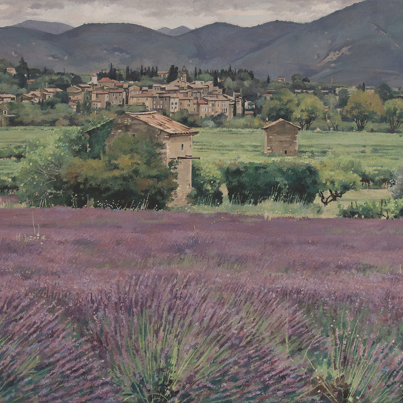 paysage près de venterol - auvergne-rhône-alpes 2025, 44 x 55 cm, huile sur toile