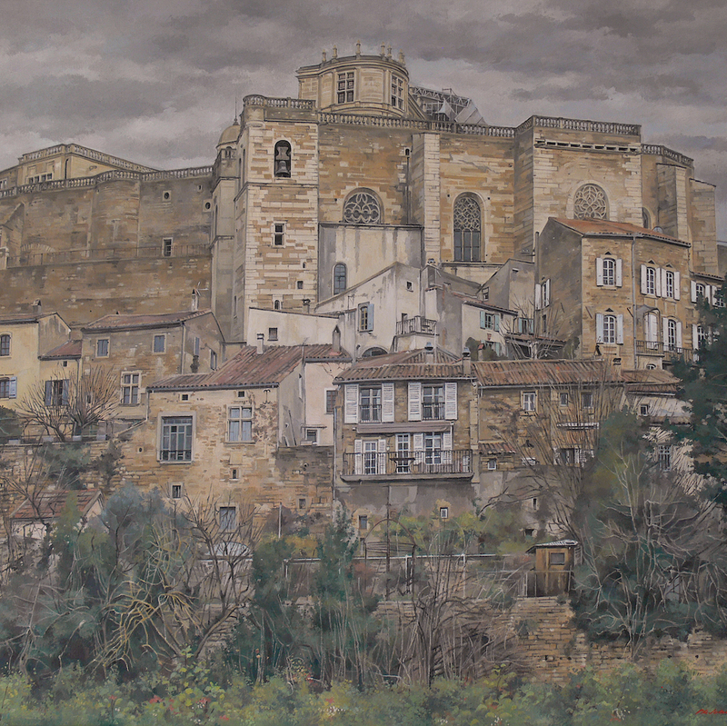 grignan - auvergne-rhône-alpes 2024, 80 x 95 cm, öl auf leinwand