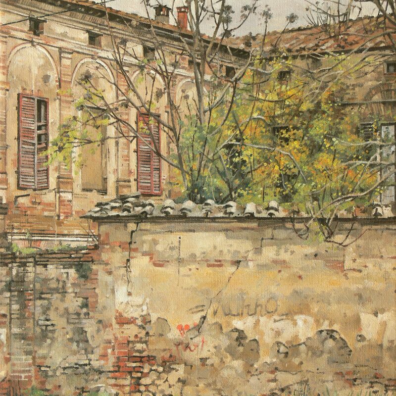 palazzo ugurgieri, presciano - toscane 2020, 44 x 36 cm, huile sur toile