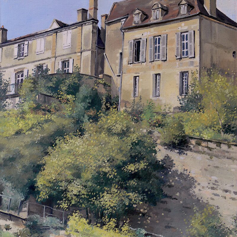 semur-en-auxois - côte-d'or 2001, 44 x 36 cm, öl auf leinwand