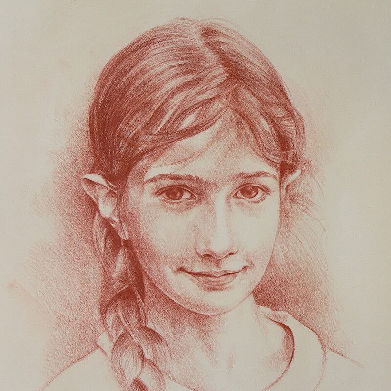 elinor 2018, 57,5 x 48,5 cm, rötel auf papier