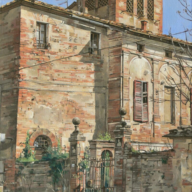 palazzo ugurgieri, presciano - toscane 2020, 44 x 36 cm, huile sur toile