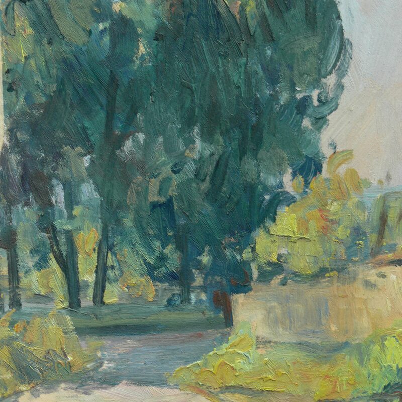 malling-sur-moselle - moselle 1990, 33 x 27 cm, öl auf karton