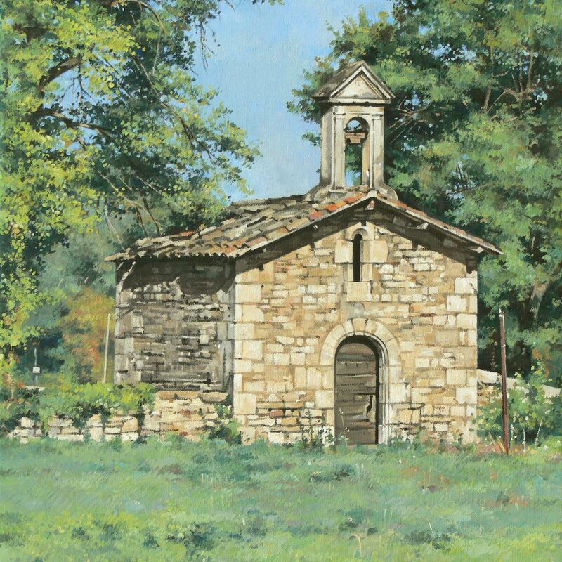 kapelle st.-antonin bei oppède - vaucluse 2018, 44 x 36 cm, öl auf leinwand