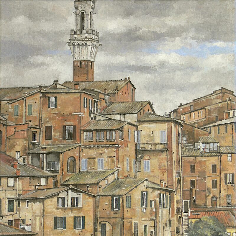 sienne - toscane 2021, 44 x 36 cm, huile sur toile
