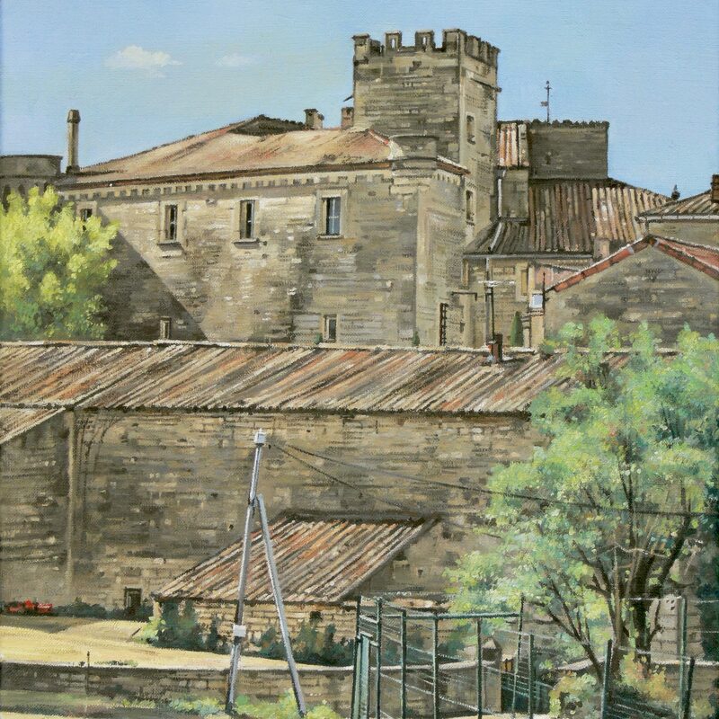 schloss, murs - vaucluse 2019, 44 x 36 cm, öl auf leinwand