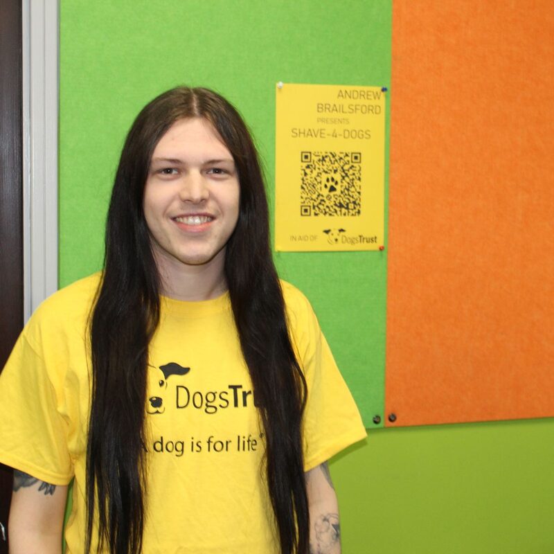 Charity hair shave for the Dogs Trust.