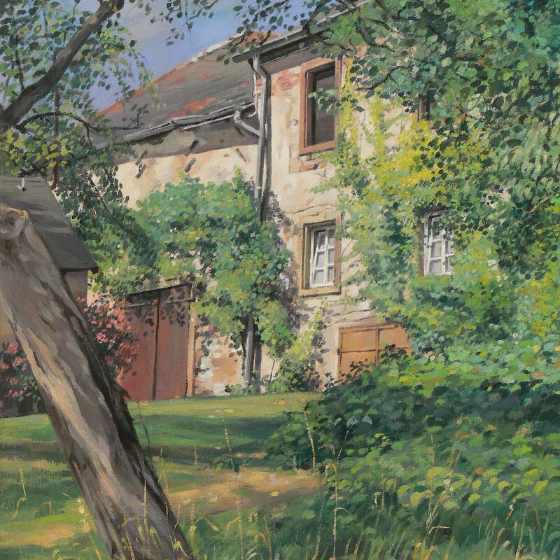 hammerfähre - rheinland-pfalz 2003, 52 x 43 cm, öl auf leinwand