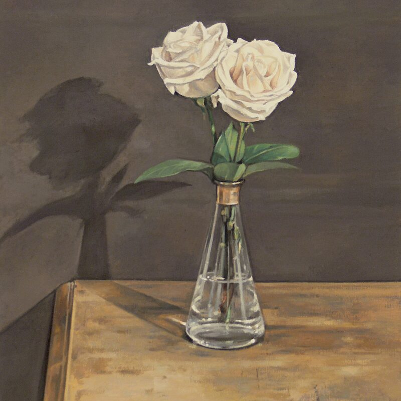 stilleben mit rosen und karaffe 2005, 52 x 43 cm, öl auf leinwand