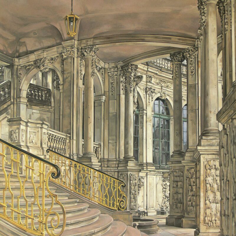 wall pavilion zwinger palace, dresden - saxony 2014, 37,4" x 31,5", oil on canvas